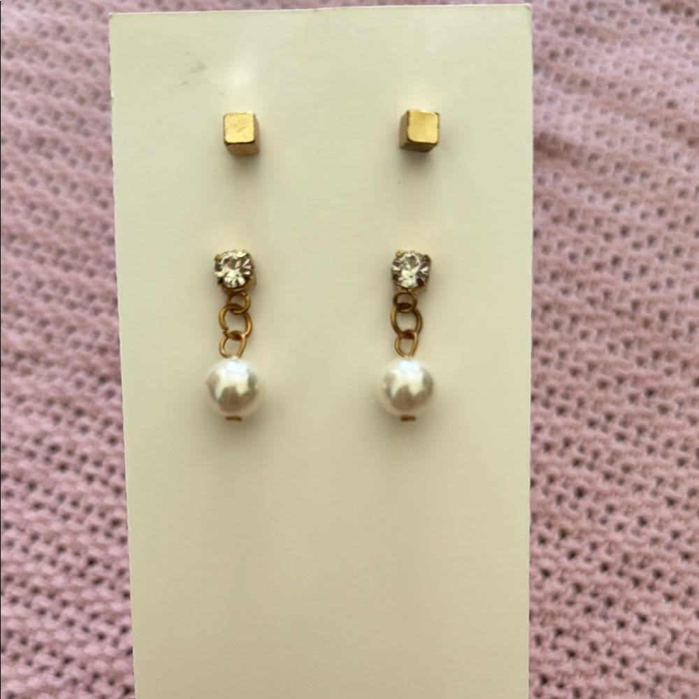 Elegant Gold and Faux Pearl Drop Earrings